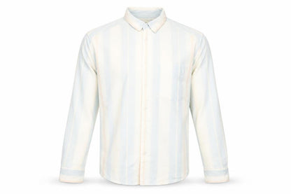 Zara Men Blue Striped Relaxed Fit Cotton Button-Up Shirt M Long Sleeve