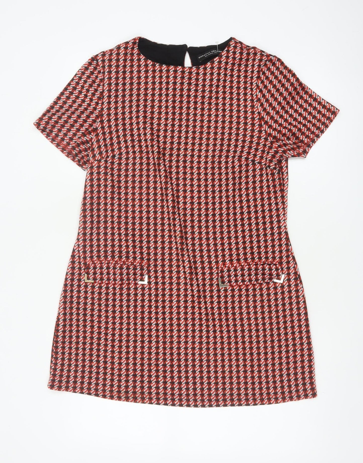 Dorothy Perkins Women Red Houndstooth UK 10 Shift Dress
