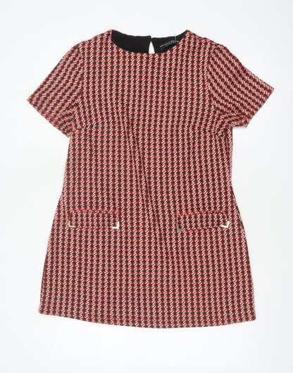 Dorothy Perkins Women Red Houndstooth UK 10 Shift Dress
