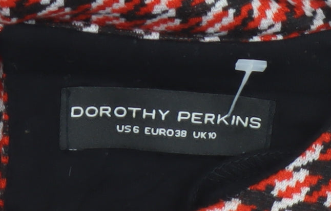 Dorothy Perkins Women Red Houndstooth UK 10 Shift Dress