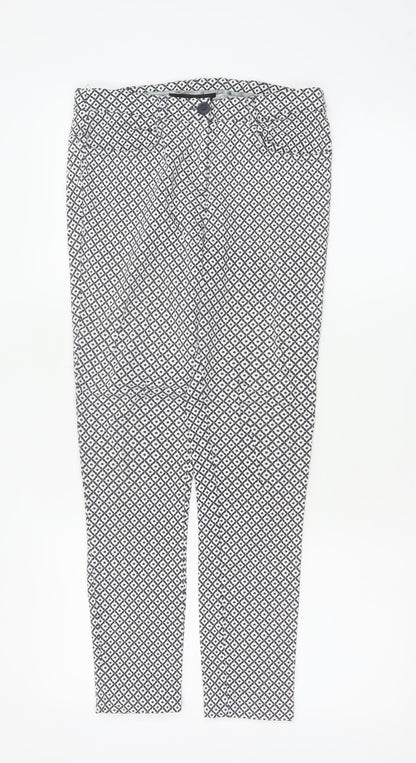 Dorothy Perkins Women Blue Geometric UK 8 Skinny Stretch Trousers