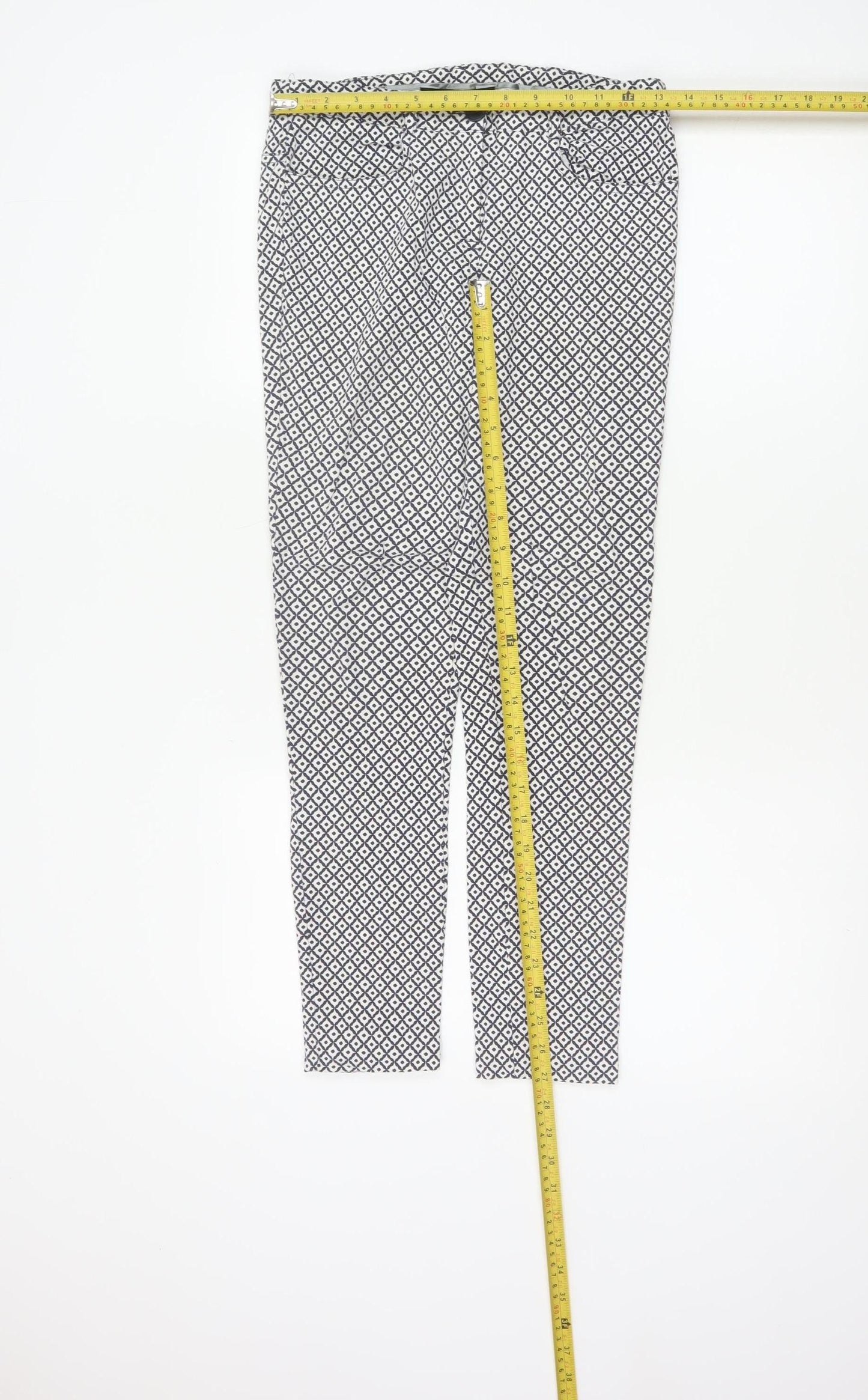Dorothy Perkins Women Blue Geometric UK 8 Skinny Stretch Trousers