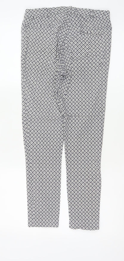 Dorothy Perkins Women Blue Geometric UK 8 Skinny Stretch Trousers