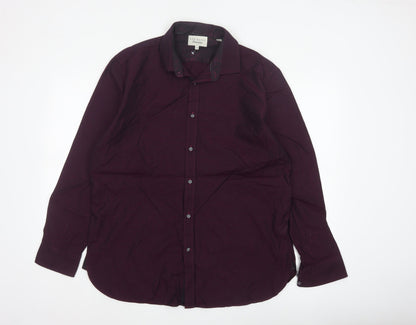 Ted Baker Men Red 17 Cotton Geometric Long Sleeve Button-Up Shirt