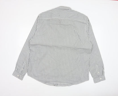 Red Herring Men’s Grey White Striped Cotton Button-Up Shirt XL