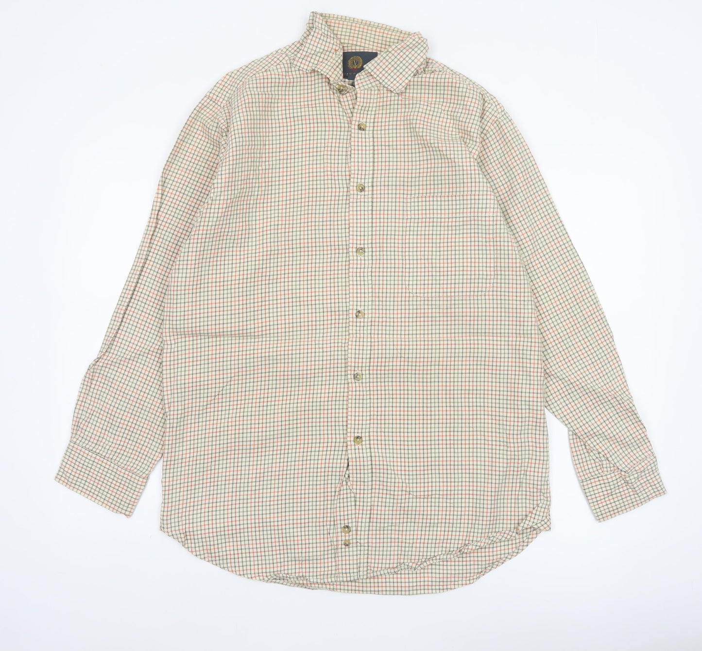Viyella Men's Multicoloured Check Cotton Shirt 15.5 Button-Down Long Sleeve