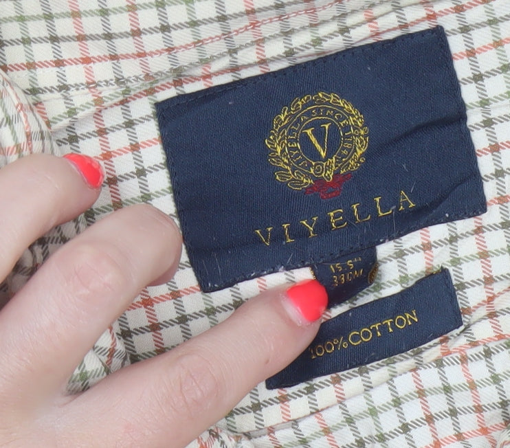 Viyella Men's Multicoloured Check Cotton Shirt 15.5 Button-Down Long Sleeve