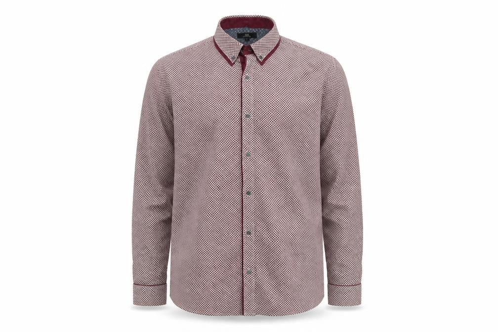 Next Men’s Red Geometric Print Cotton Button-Down Shirt XL