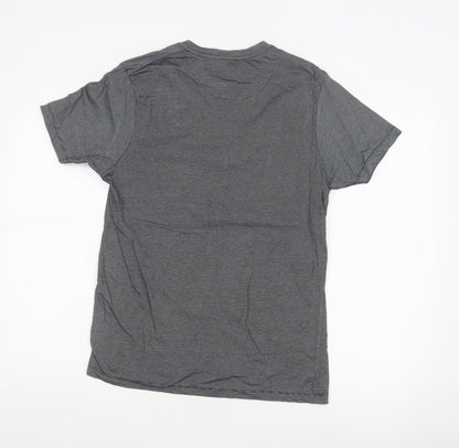 Brave Soul Men's Black Striped Bird Logo Crew Neck T-Shirt Size S