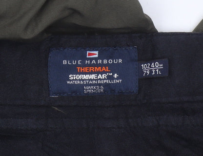 Marks & Spencer Men Green 40W 31L Thermal Stormwear Cargo Trousers