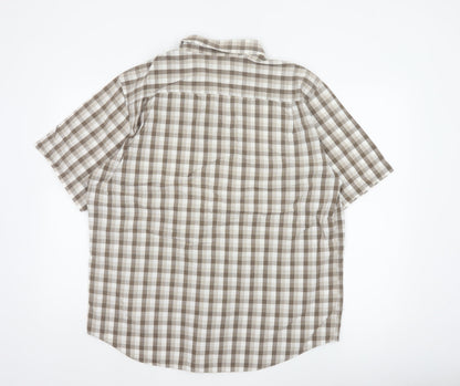 Marks and Spencer Men Beige Check Short Sleeve Button-Down Shirt L