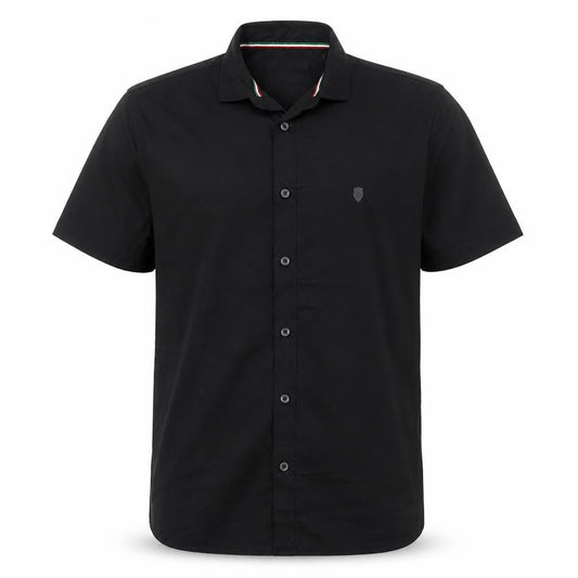 883 Police Men's Black L Slim Short Sleeve Button-Up Shirt
