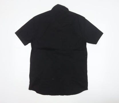 883 Police Men's Black L Slim Short Sleeve Button-Up Shirt