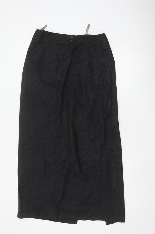 Additional front view of Canda C&A Women's Black UK 12 Wool Blend Long Pencil Skirt Lined