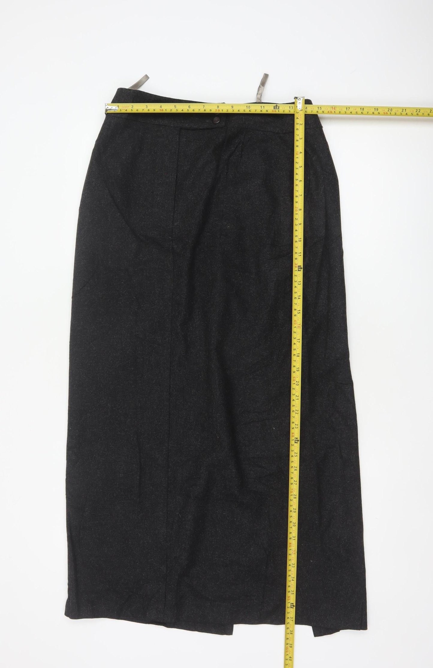 Canda C&A Women's Black UK 12 Wool Blend Long Pencil Skirt Lined