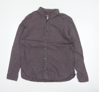 Fat Face Men’s Purple Check Cotton Button-Down Shirt Size M