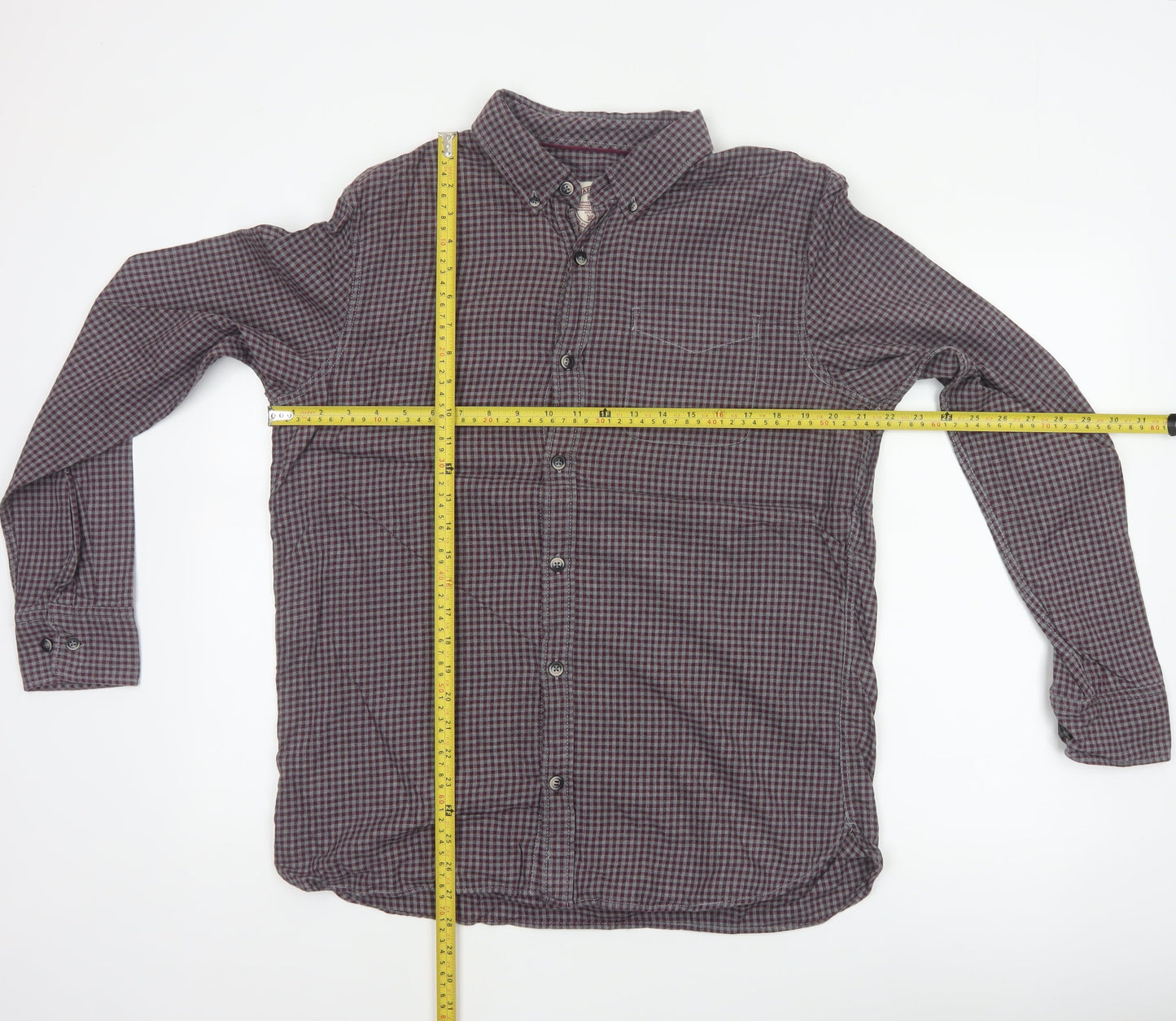 Fat Face Men’s Purple Check Cotton Button-Down Shirt Size M