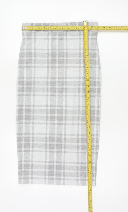 River Island Women Grey Check High Waist Pencil Skirt UK 8