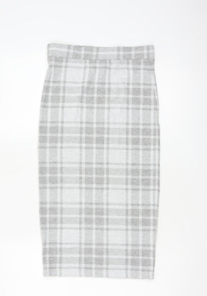 River Island Women Grey Check High Waist Pencil Skirt UK 8