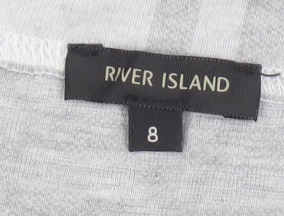 River Island Women Grey Check High Waist Pencil Skirt UK 8