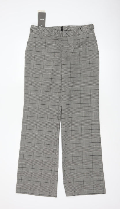 MEXX Women’s Grey Plaid Wide-Leg Dress Trousers UK 14 Stretch
