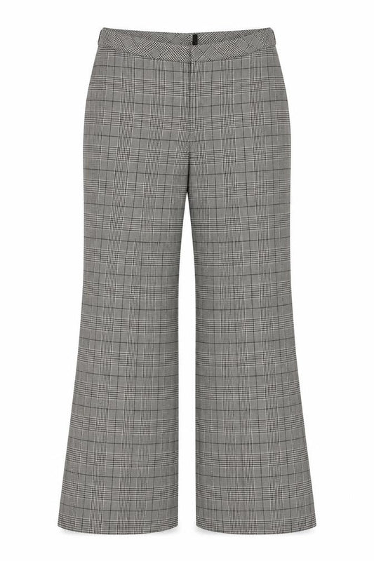 MEXX Women’s Grey Plaid Wide-Leg Dress Trousers UK 14 Stretch