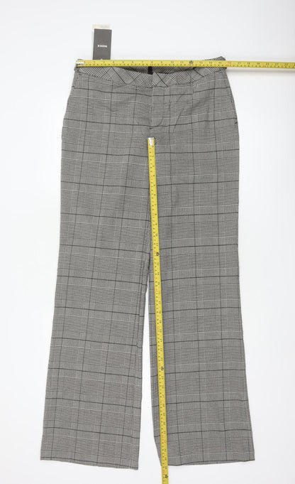 MEXX Women’s Grey Plaid Wide-Leg Dress Trousers UK 14 Stretch