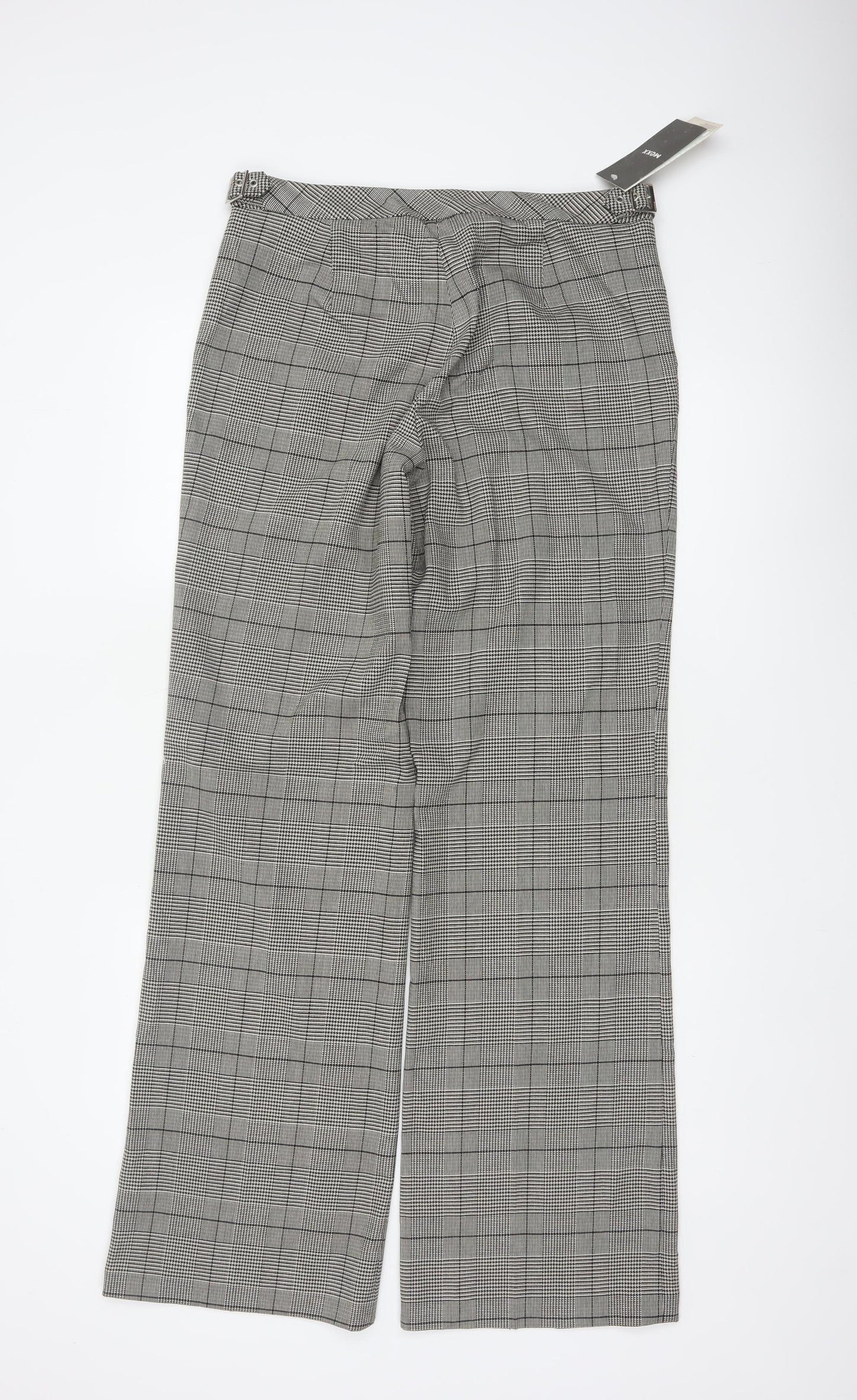 MEXX Women’s Grey Plaid Wide-Leg Dress Trousers UK 14 Stretch