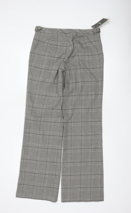 MEXX Women’s Grey Plaid Wide-Leg Dress Trousers UK 14 Stretch