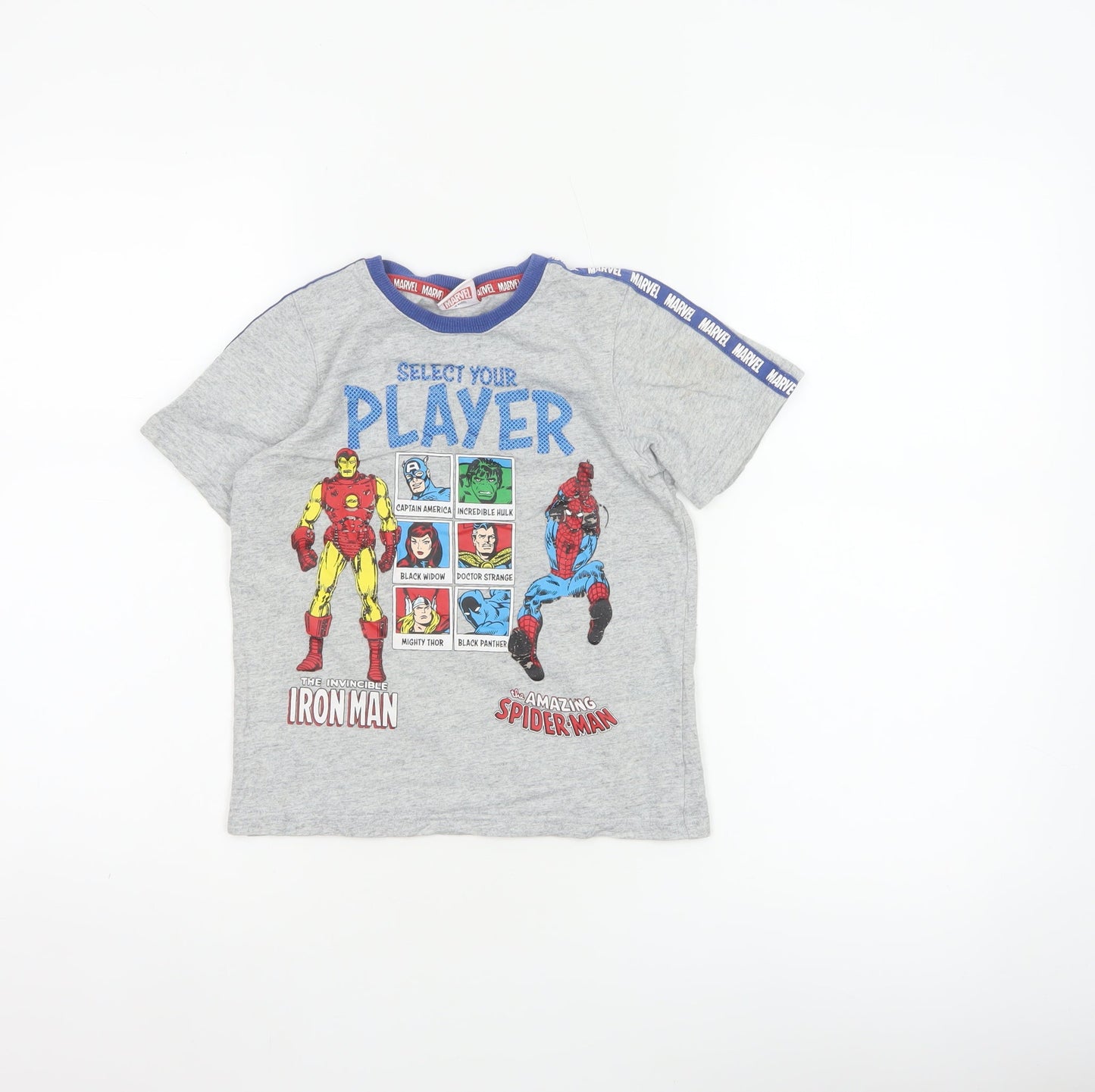 Marvel Boys Grey 7-8 Years Iron Man Spider-Man Graphic T-Shirt