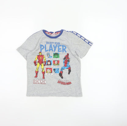 Marvel Boys Grey 7-8 Years Iron Man Spider-Man Graphic T-Shirt