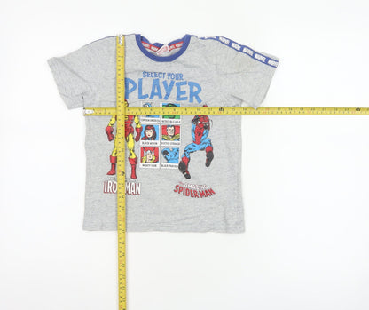 Marvel Boys Grey 7-8 Years Iron Man Spider-Man Graphic T-Shirt