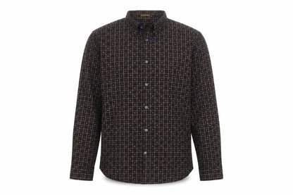 Jasper Conran Men’s Black Geometric Cotton Long Sleeve Shirt M