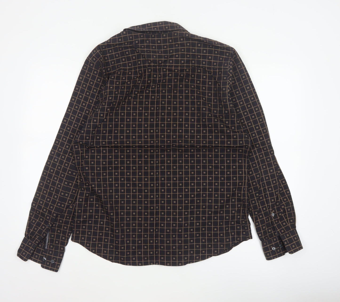 Jasper Conran Men’s Black Geometric Cotton Long Sleeve Shirt M