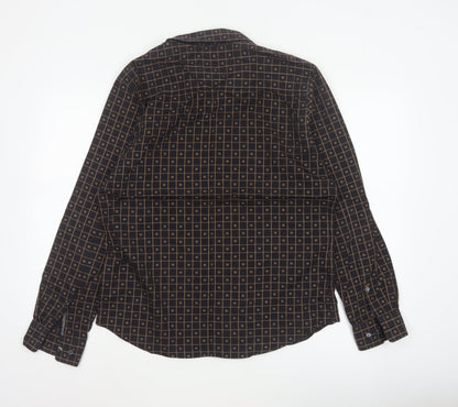 Jasper Conran Men’s Black Geometric Cotton Long Sleeve Shirt M