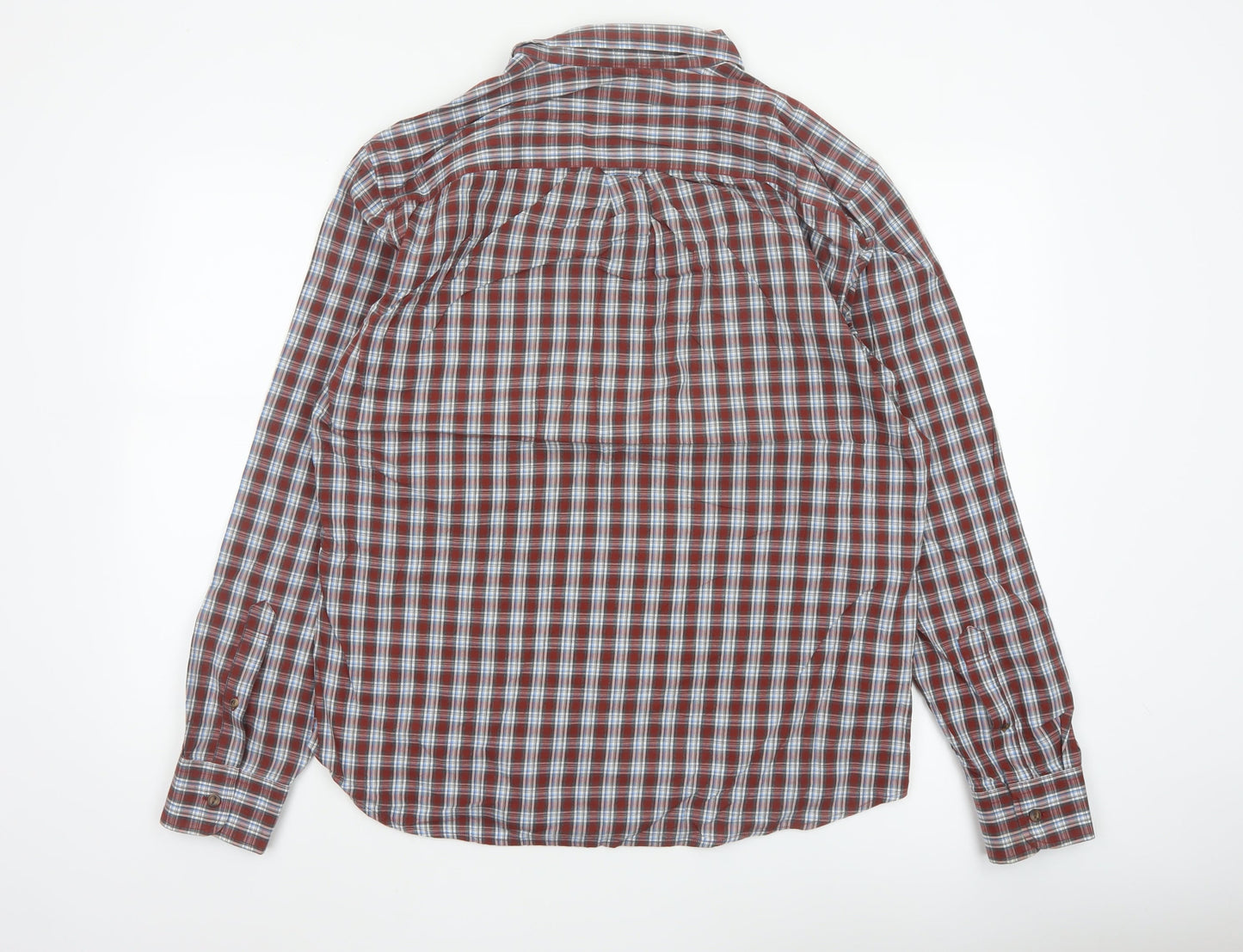 Marks and Spencer Men’s L Red Blue Plaid Pure Cotton Button-Down Shirt