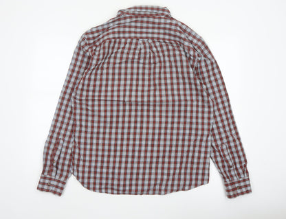 Marks and Spencer Men’s L Red Blue Plaid Pure Cotton Button-Down Shirt