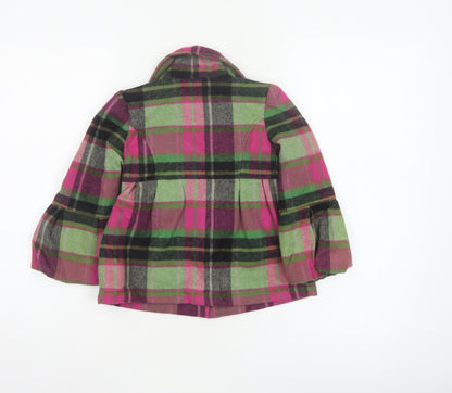 John Lewis Girls Multicoloured Plaid Wool Blend Pea Coat 3 Years