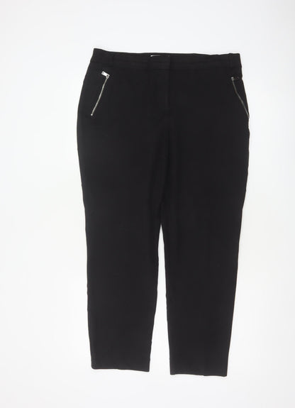 Wallis Women’s Black UK 14 Petite Tapered Smart Trousers Zip Pockets