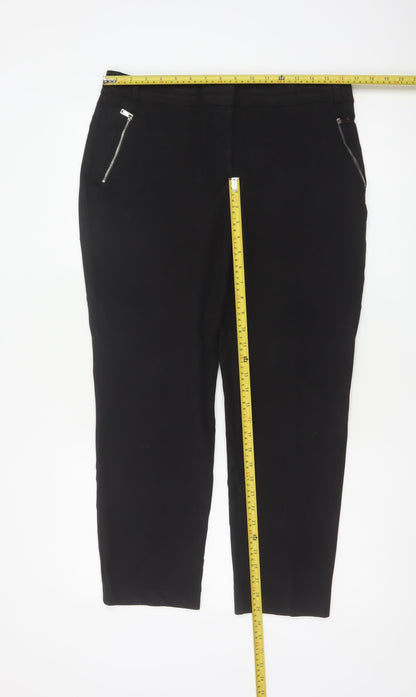 Wallis Women’s Black UK 14 Petite Tapered Smart Trousers Zip Pockets