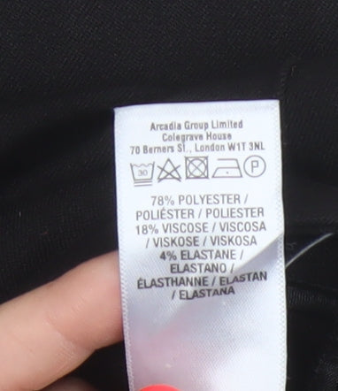 Wallis Women’s Black UK 14 Petite Tapered Smart Trousers Zip Pockets