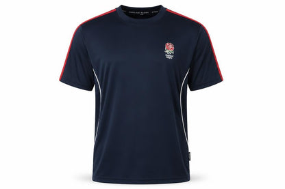 England Rugby Men's Blue 2XL Embroidered Logo Sports T-Shirt Short Sleeve