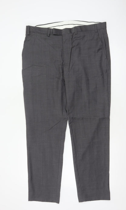 M&S Autograph Men Grey 36R Pure Wool Tailored Dress Trousers