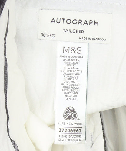 M&S Autograph Men Grey 36R Pure Wool Tailored Dress Trousers