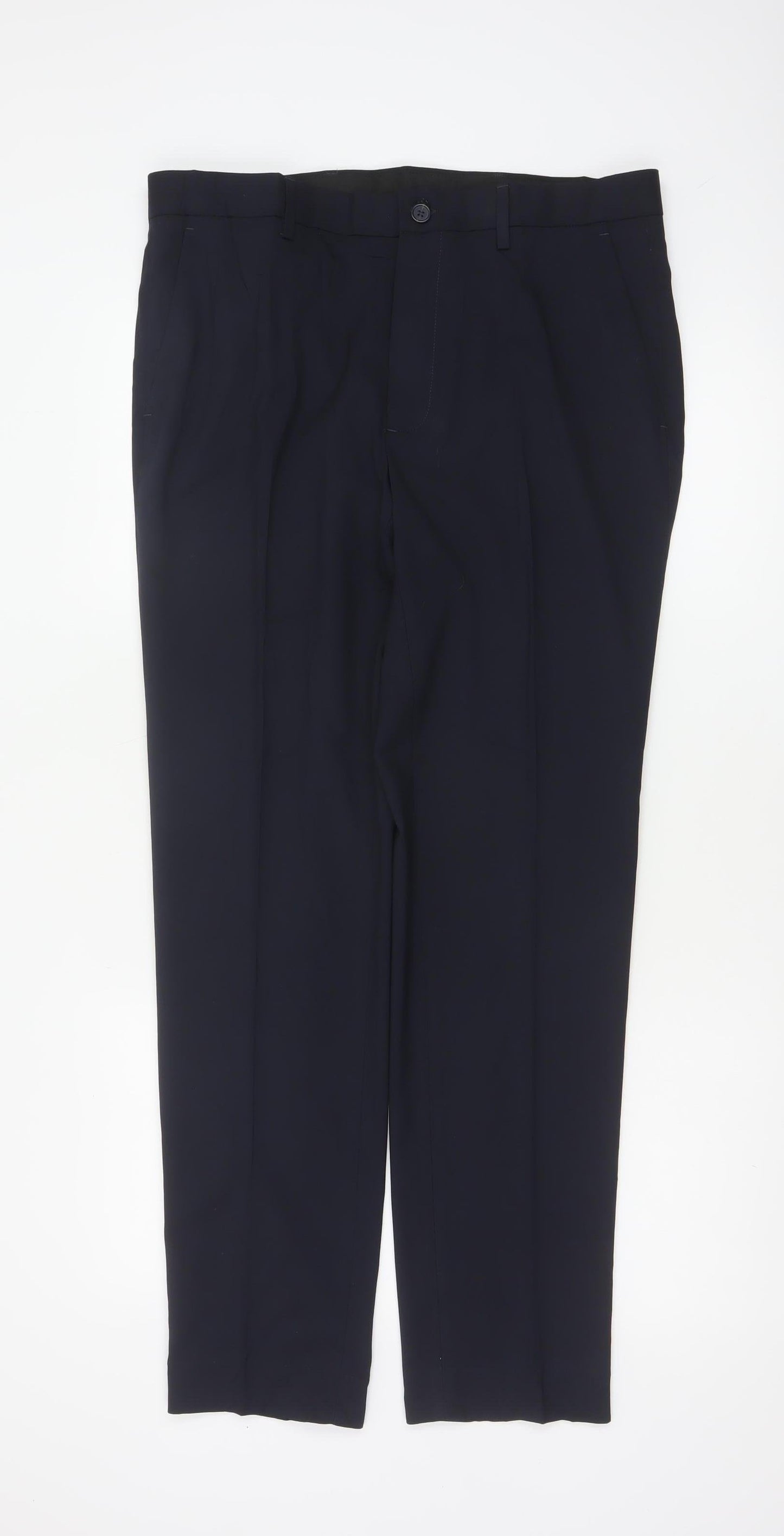 Marks and Spencer Men Navy 34in Skinny Dress Trousers Smart Work 31in