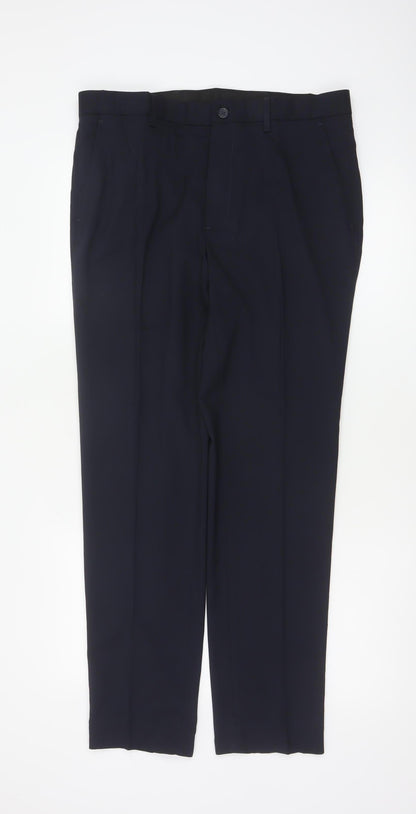 Marks and Spencer Men Navy 34in Skinny Dress Trousers Smart Work 31in