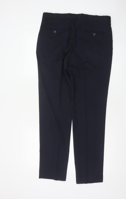 Marks and Spencer Men Navy 34in Skinny Dress Trousers Smart Work 31in