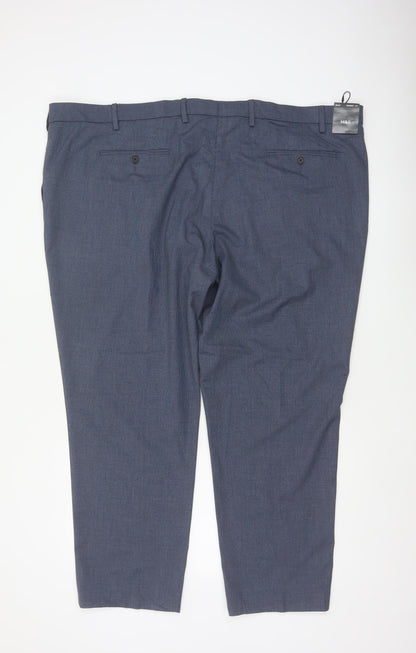 Marks & Spencer Mens Blue 50 Short Dress Trousers Tapered Flat Front
