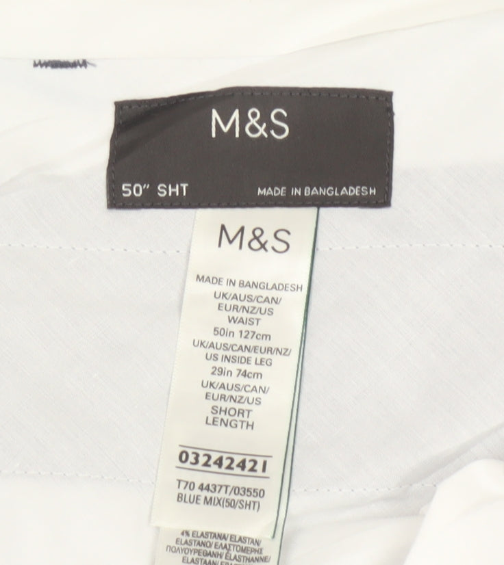 Marks & Spencer Mens Blue 50 Short Dress Trousers Tapered Flat Front