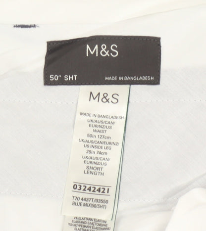 Marks & Spencer Mens Blue 50 Short Dress Trousers Tapered Flat Front